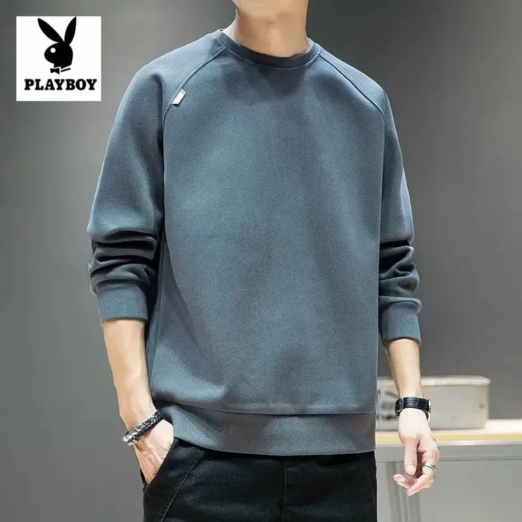 花花公子秋季卫衣男圆领套头2025新款宽松春秋款长袖男士潮流秋装