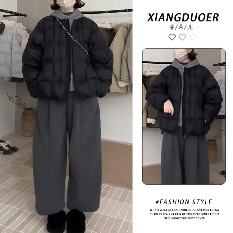 蓬松针织帽棉服2026冬季简约版型柔软质感冬日穿搭松弛气质耐看