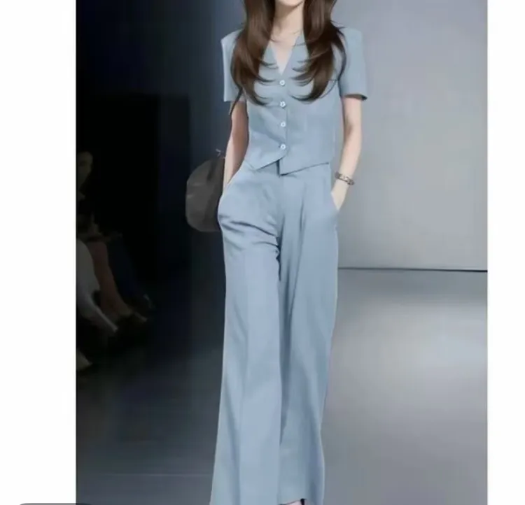 长裤女套装西装c裤气质洋气时尚夏季女装套装西装短裤气质洋气