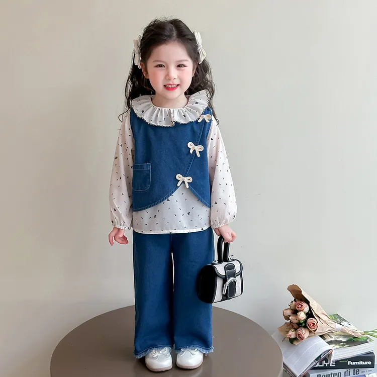 2025新款春装儿童牛仔三件套女童春季洋气3岁宝宝休闲运动服套装