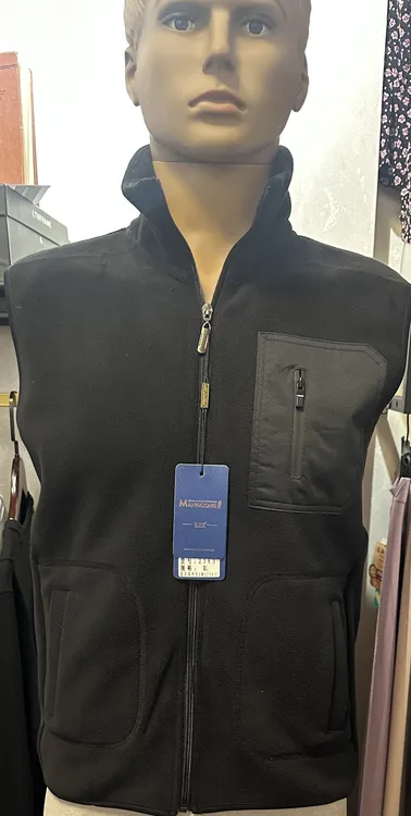 保暖男士上衣加绒秋季秋冬拉链背心蓝色纯色运动抓绒衣拼接男