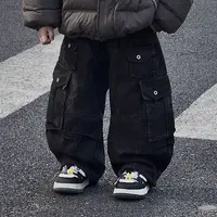 【现货】妈童装 五彩斑斓的黑 冬季新款儿童炒雪花水洗多口袋工装裤