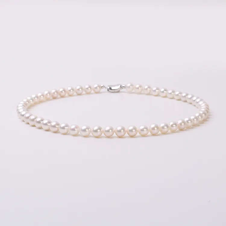 强光9-10mm正圆极光炫彩天然淡水珍珠锁骨链妈妈项链母亲节礼物