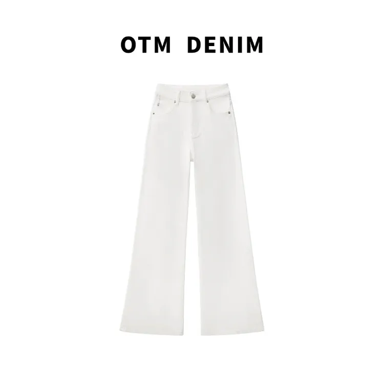 OTM DENIM【兮颜】高个四面弹直筒微喇叭裤女新款阔腿高腰修身提臀