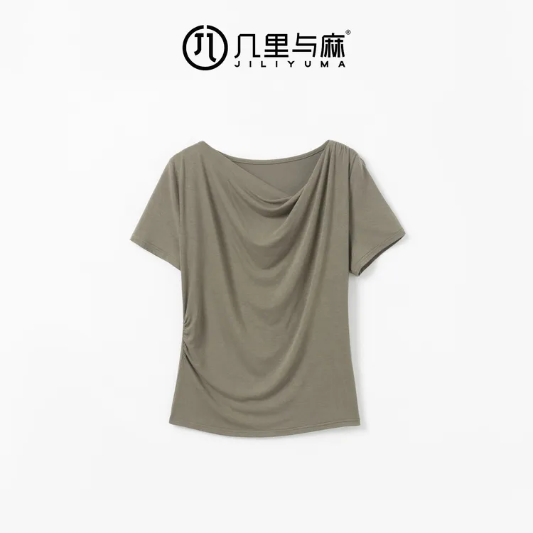 几里与麻 简约百搭减龄设计感短袖T恤 衣长50 胸围42 3042843商品图