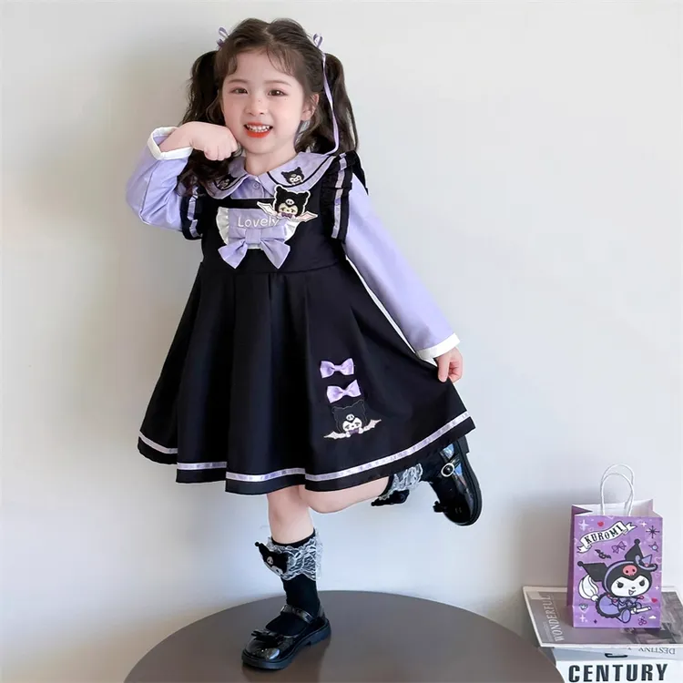 2025新款宝宝韩版公主裙套装女童春秋季洋气库洛米长袖背带连衣裙