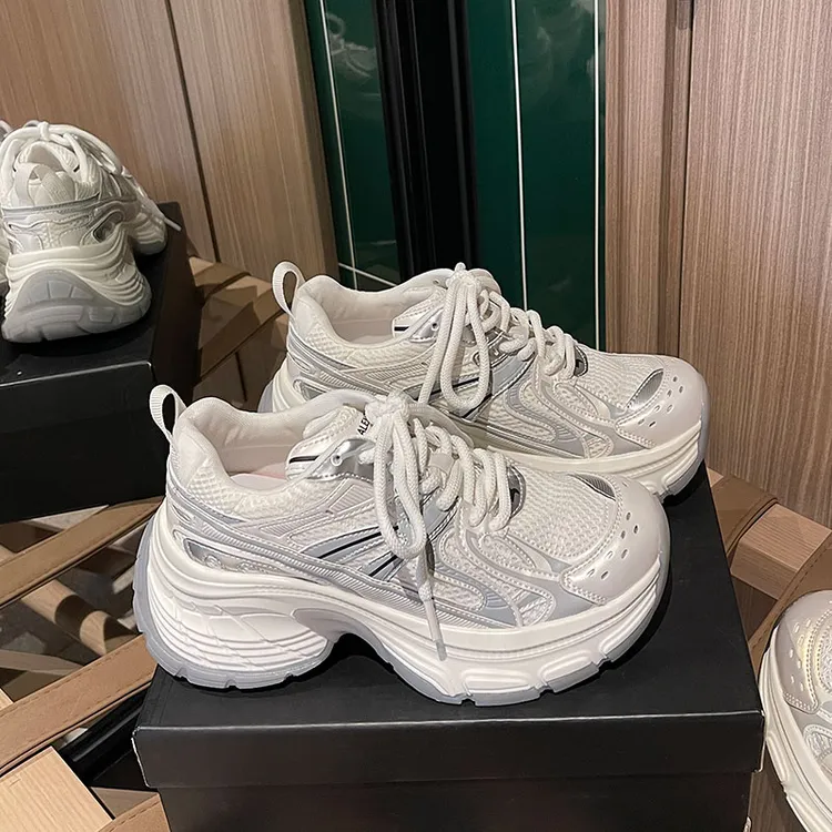 法式老老爹鞋女2025新品春秋季6CM 厚底复古时尚透气休闲运动女鞋