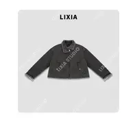 LIXIA【灰穆】西班牙进口磨绒工艺美利奴羊皮羊毛一体-D9818