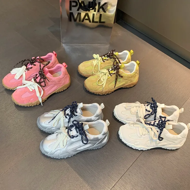 葡萄妈内增高经典软底板鞋圆头拼接透气网面德训阿甘鞋