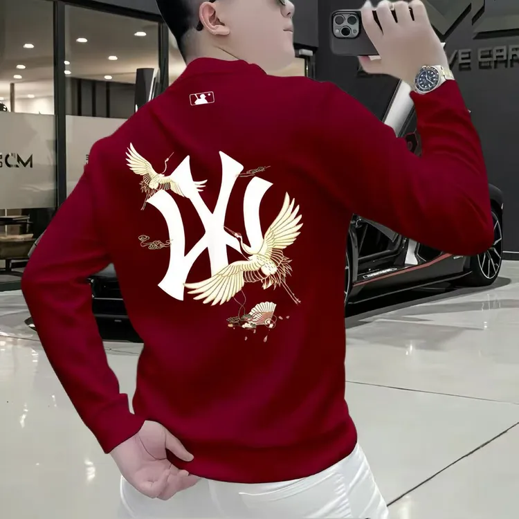 秋冬新款休闲卫衣男士长袖印花圆领潮流套头时尚百搭上衣