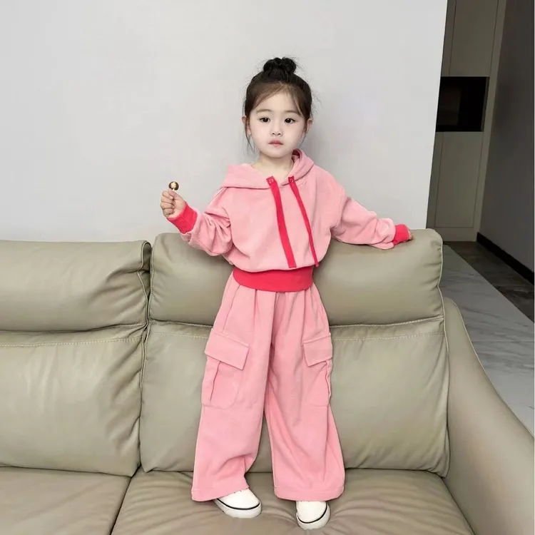 女童韩版套装2025春季新款连帽卫衣两件套春秋运动洋气时尚休闲
