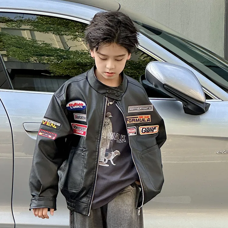 儿童装男童秋装皮衣外套2025新款春秋款秋季夹克男孩中大童衣服潮