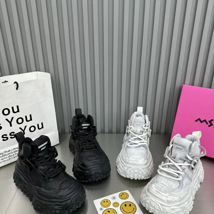 时尚高帮鞋秋冬季加绒保暖潮流耐磨休闲鞋法式系带短靴韩版休闲鞋