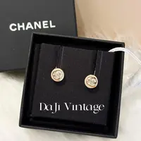 大吉中古/Chanel香奈儿双c圆形镶钻耳钉
