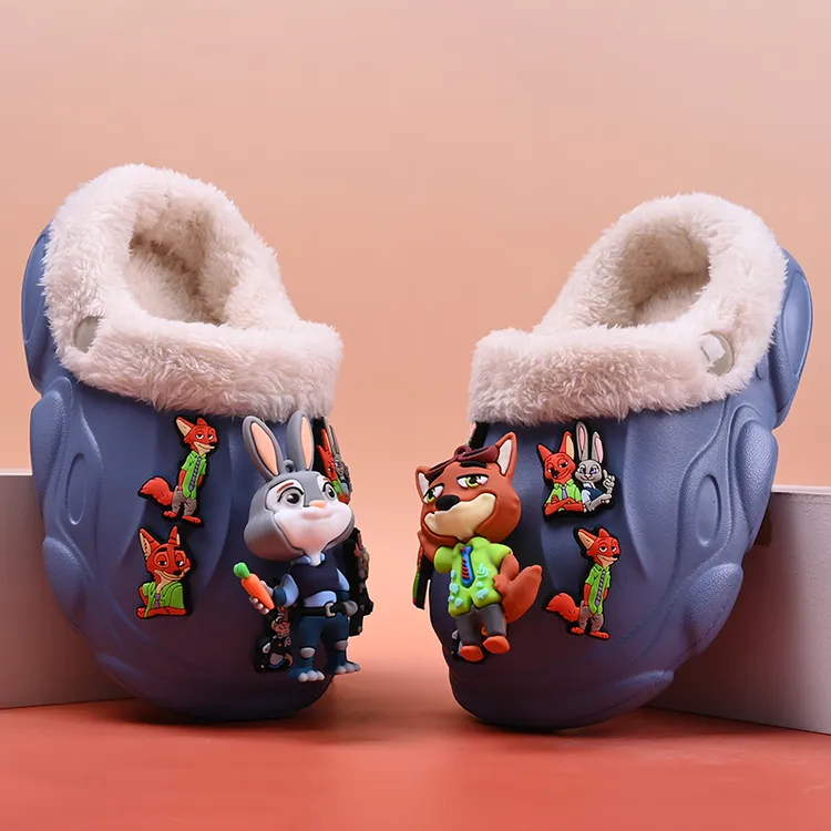 男童朱迪包头款冬季女童拖鞋加厚男孩居家尼克棉拖鞋疯狂动物城