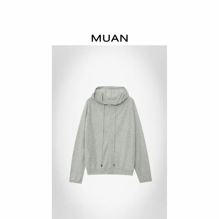 木岸MUAN:《休息日帽衫》定制209克简约百搭长袖T恤上衣女DG3-129