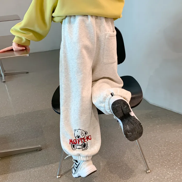 女童裤子春装2025新款儿童休闲运动束脚卫裤一体绒春秋季薄款大童