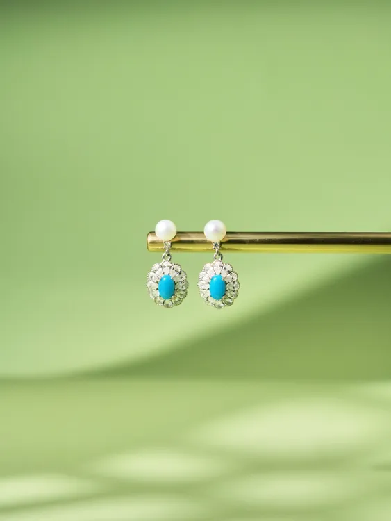 925银合成锆石耳饰 耳钉复古纹样尽显东方韵味