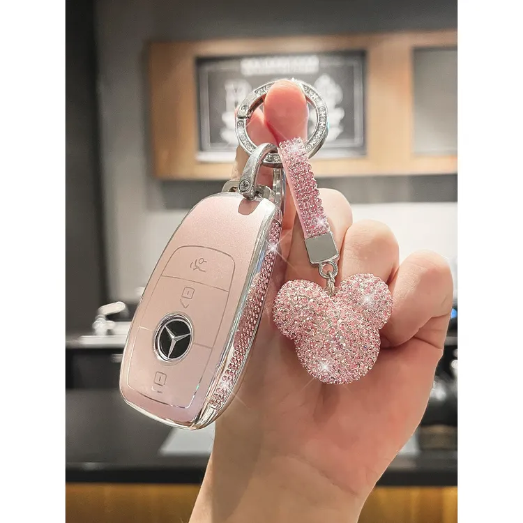 适用奔驰E级钥匙套E300L车E260壳E200/E400/E350扣高档镶钻男女士