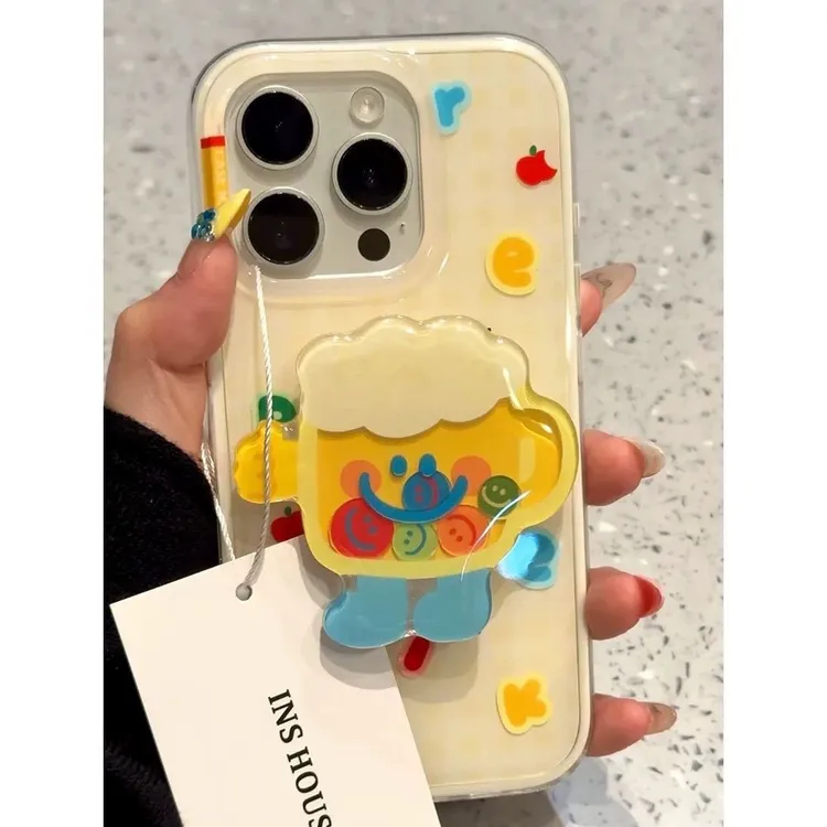 彩色笑脸啤酒摇摇乐支架适用苹果16Promax手机壳vivo华为oppo小米