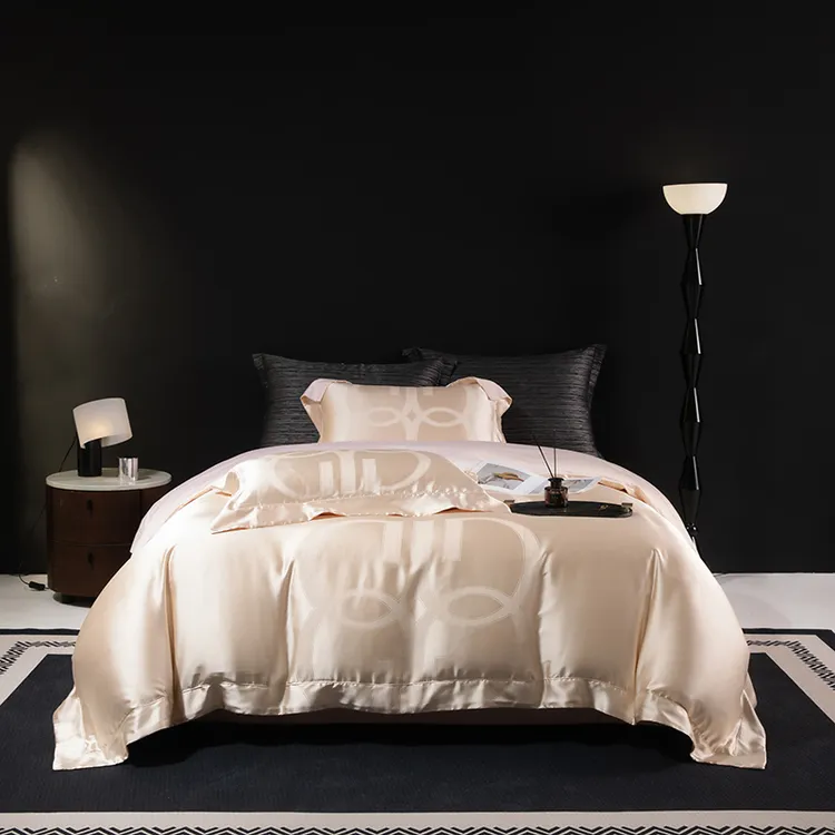 明超家纺  古奇  真丝定制系列现代轻奢风进口高端埃及棉四件套