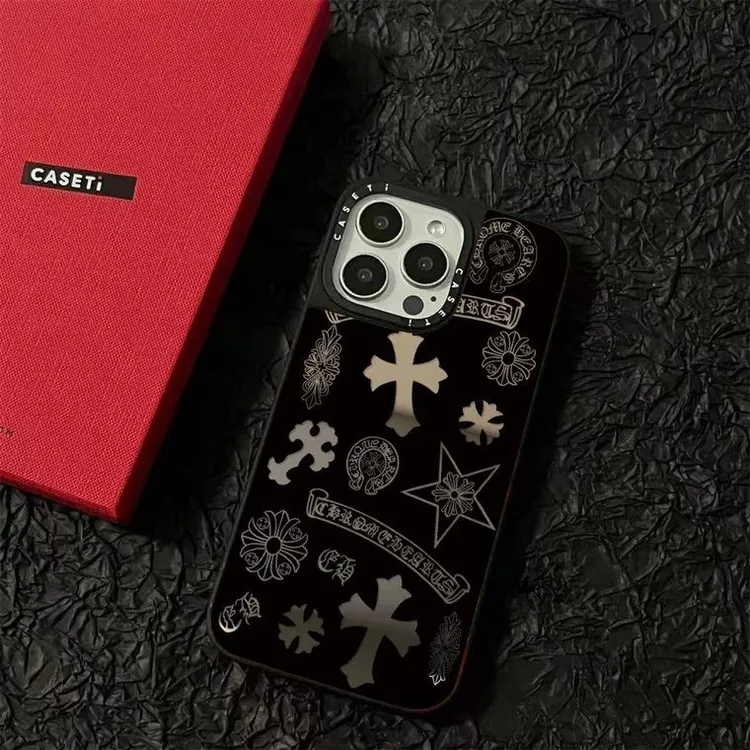联名款十字架镜面iPhone16promax手机壳15男生适用14黑色系12