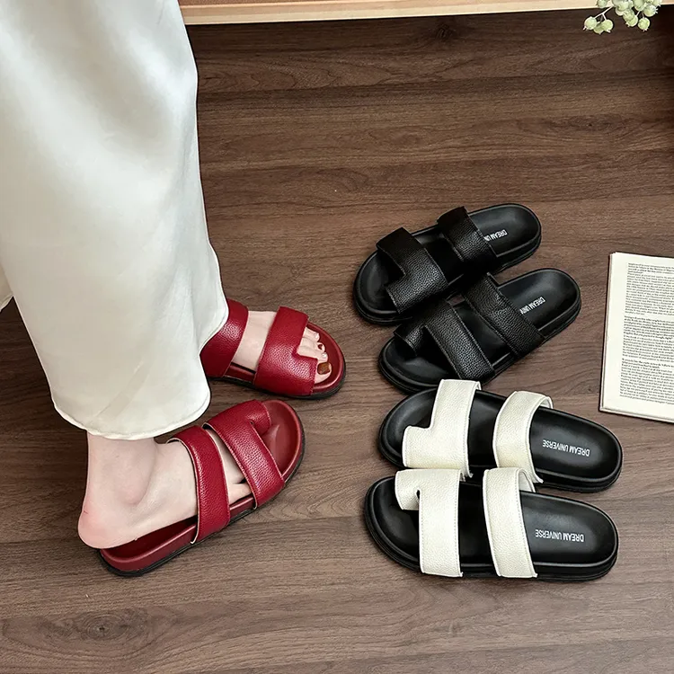 时尚简约百搭套趾夹趾凉鞋女款2025夏季新款外穿居家一字拖凉拖鞋