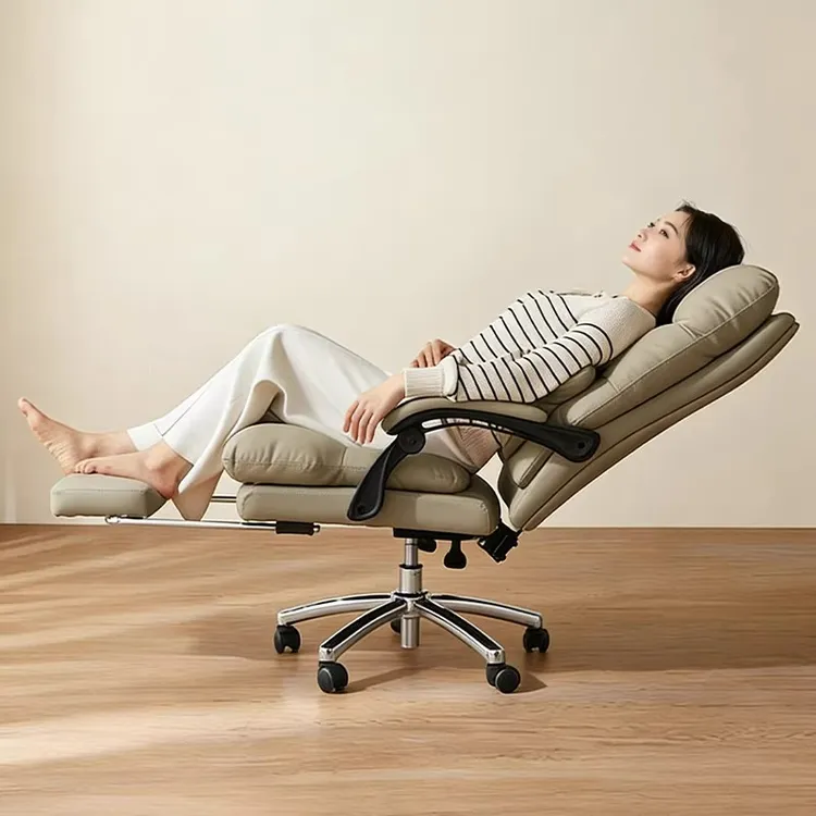 电脑椅带按摩家用办公书房书桌椅舒服久坐老板座椅休闲可躺靠背椅