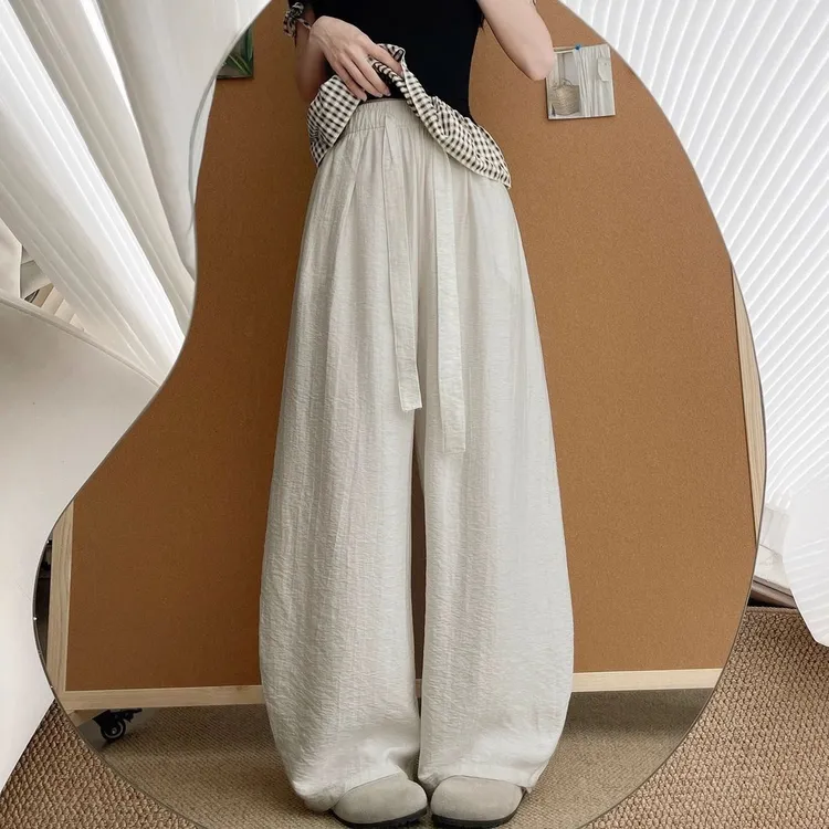 莱赛尔亚麻面料夏季新款休闲百搭时尚显瘦弯刀裤