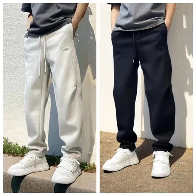 秋冬新款加绒加厚直筒裤男女纯色百搭美式潮流宽松运动卫裤休闲裤