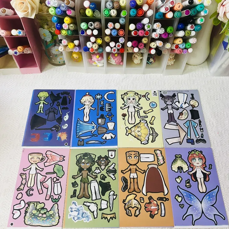 新款山海经女孩公主款换装贴纸儿童益智拼图贴纸手工DIY贴纸