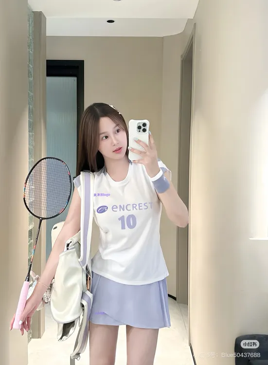 2025田口真彩新款羽毛球服女飞袖吸汗速干透气印字JP版大赛服显瘦