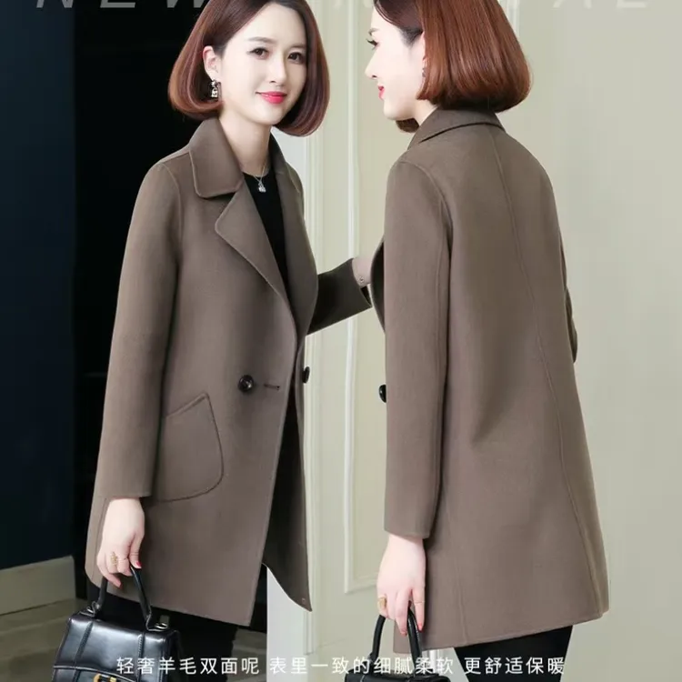 直播链接双面羊绒大衣小个子女装25新款正品高端毛呢外套春秋时尚妈妈西装