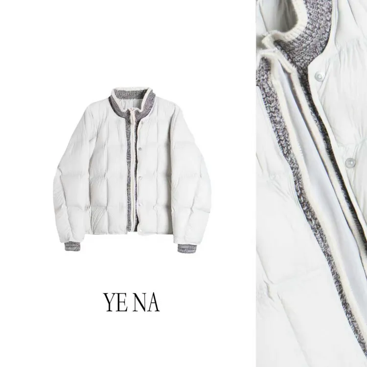 【小白】秋冬圆领休闲加厚运动宽松型拼接小个子羽绒服外套SY804