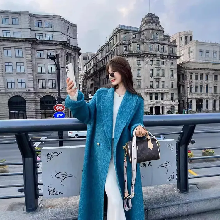 蓝海传说双面羊毛大衣女慵懒赫本风加厚保暖大版宽松羊绒毛呢外套