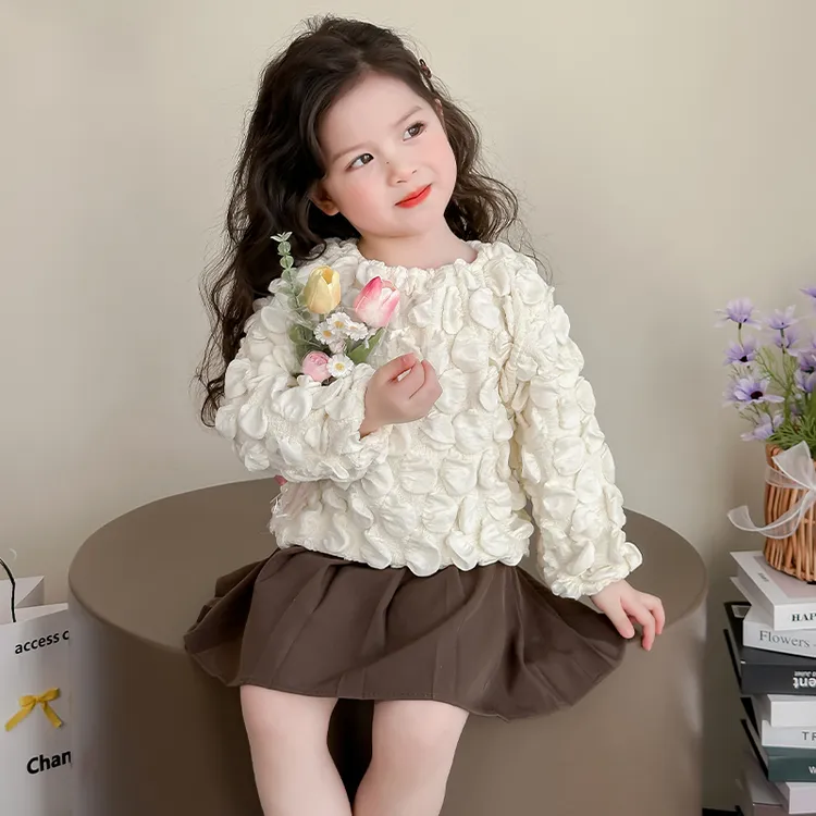 女童套装2025新款洋气好时髦韩版春秋款长袖上衣气泡卫衣两件套潮