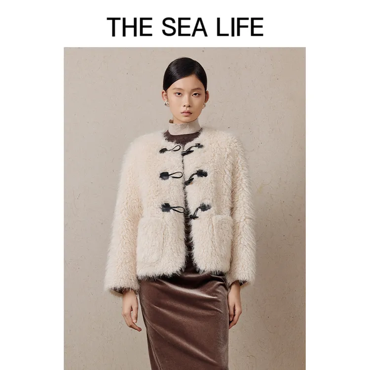 THESEALIFE 毛呢外套女冬复合皮毛一体环保皮草C18225