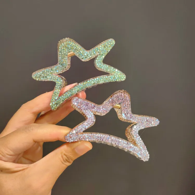 2025新款密钻五角星抓夹日韩瑞丽风时尚洋气百搭顶夹发饰头饰ins