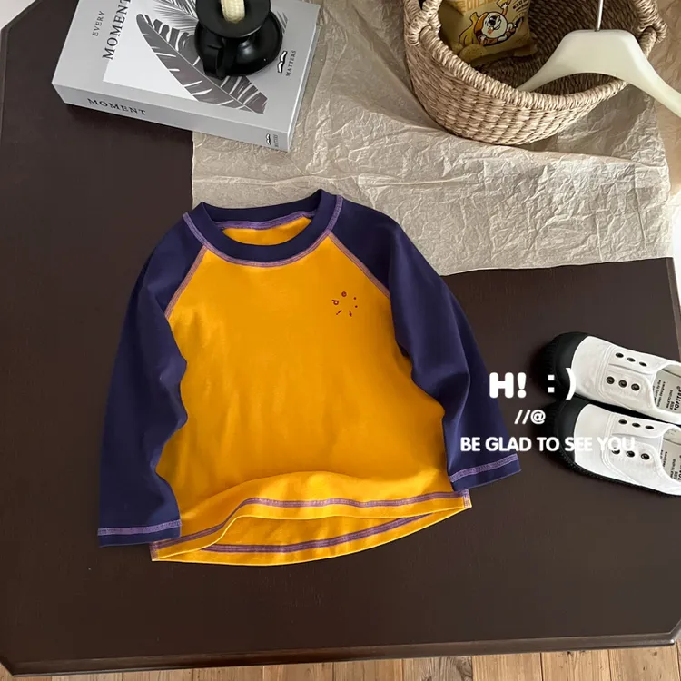 【现货】郝叔童品秋季限定新款2025时尚洋气男童拼接圆领长袖BY5302