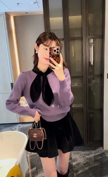 自带亮丝 秋冬半高领打底针织衫丝绒领加厚羊绒毛衣