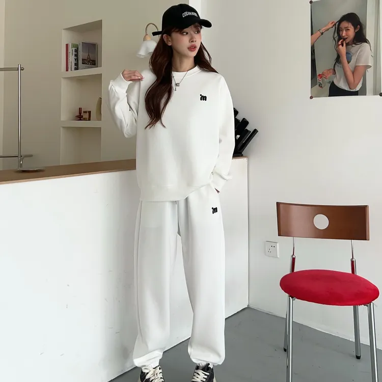 T121秋季新款韩版休闲时尚百搭刺绣m字母女士运动套装2025-157