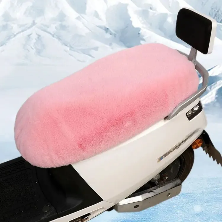加厚电动车坐垫套冬季毛绒摩托车座套柔软舒适电瓶车保暖座垫新款
