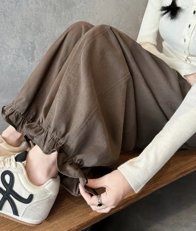 韩版抽绳休闲花苞裤女2025年秋季新款高腰显瘦宽松松紧腰灯笼裤子