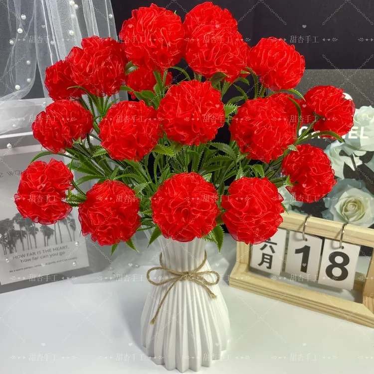 【618：特惠】雪纱带康乃馨手工DIY材料包适合制作花束