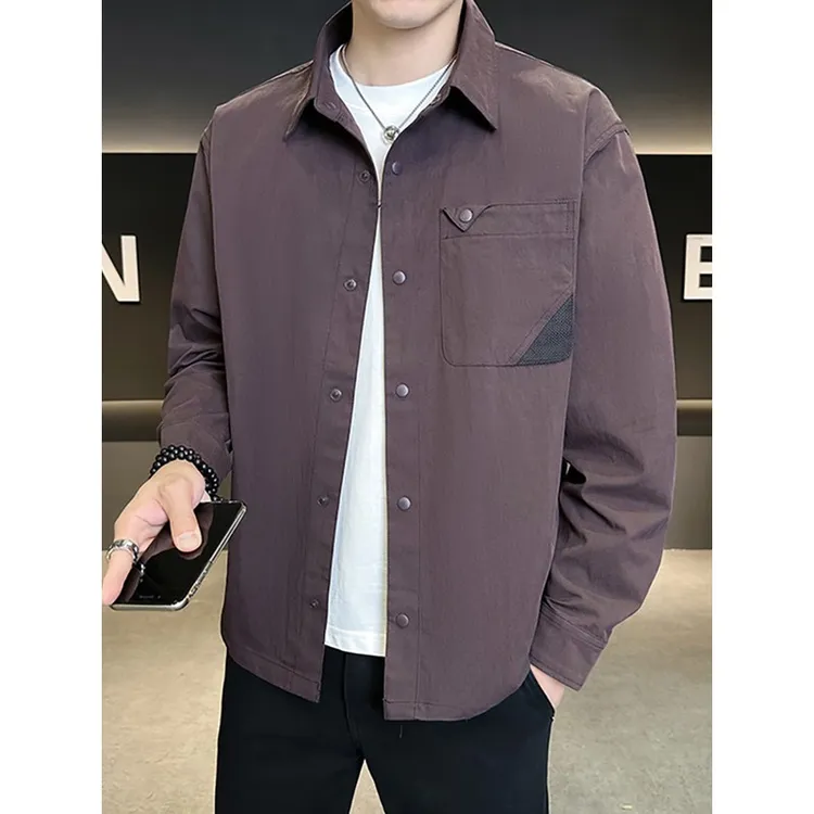 LOzP长袖衬衫男士2025新款春秋季潮牌时尚翻领休闲衬衣外套男秋装