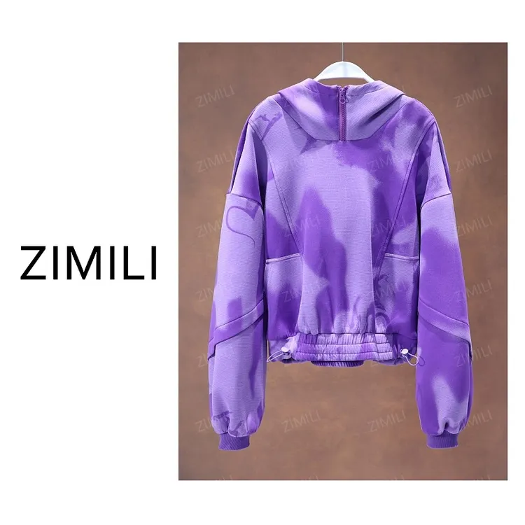 【亮哥欧货女装】2025冬季加厚《紫气东来》星空紫混染卫衣6182-K2