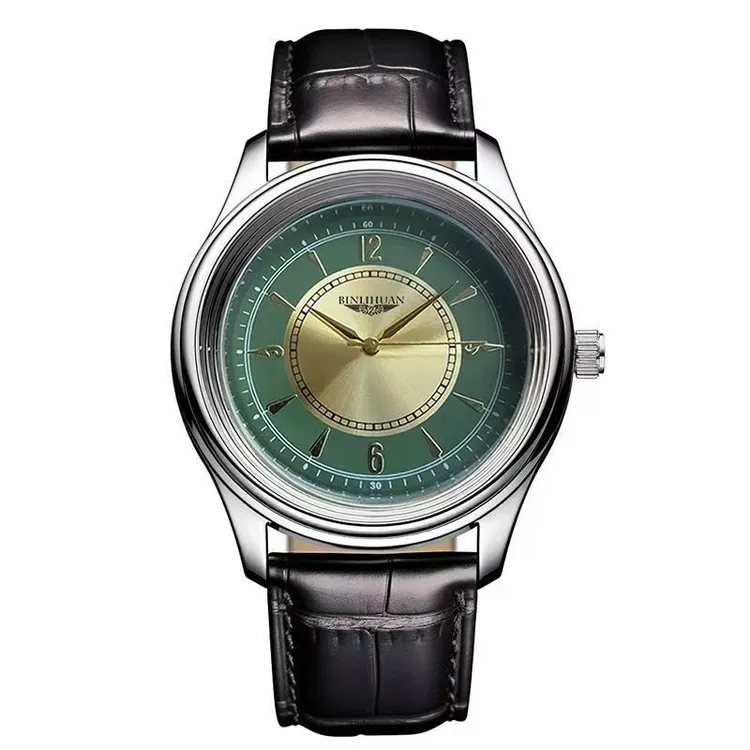 防水复古黑色夜光男士手表精钢带休闲个性时尚商务风格经典腕表