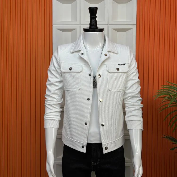 高级夹克男士翻领百搭个性时尚潮流休闲外套修身春秋季新款上衣潮