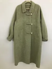【品牌撤柜款ZB】气质绿色中长款赫本风撞色外套LXN31902