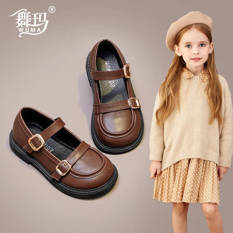 舞玛女童鞋子儿童真皮小皮鞋2025新款春夏季宝宝中大童软底411025